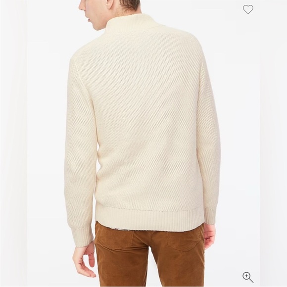 J. Crew Factory Cotton honeycomb knit half-zip in natural NEW CA561 $128 small - Picture 3 of 11